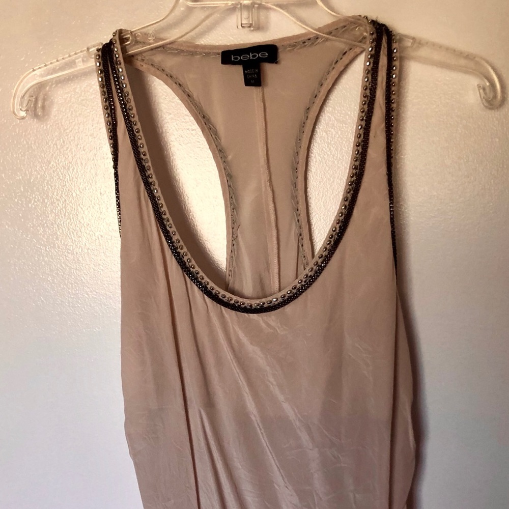 bebe Beige Embellished Racerback Tank - Picture 2 of 6